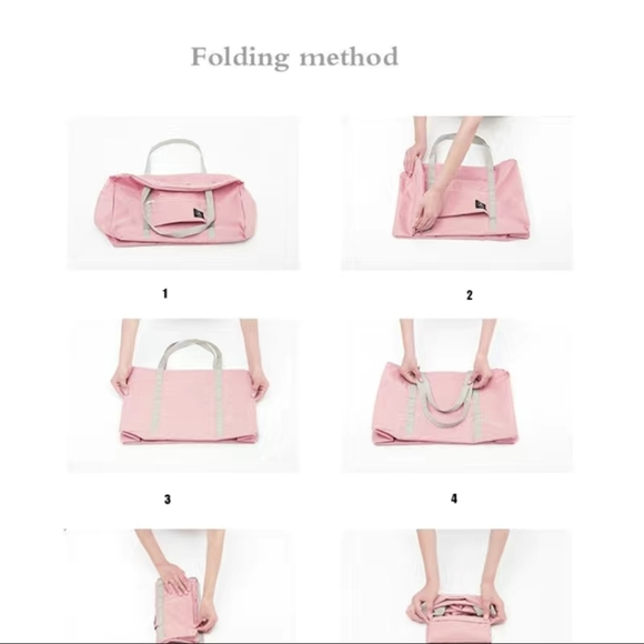NWT Pink Foldable Travel Duffle Bag, Lightweight Waterproof - Picture 7 of 9